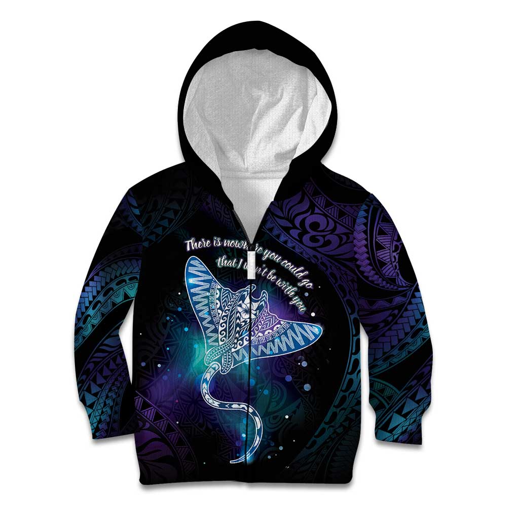 Polynesian Tala Manta Ray Kid Hoodie Nowhere You Could Go That I Won't Be With You - Wonder Print Shop