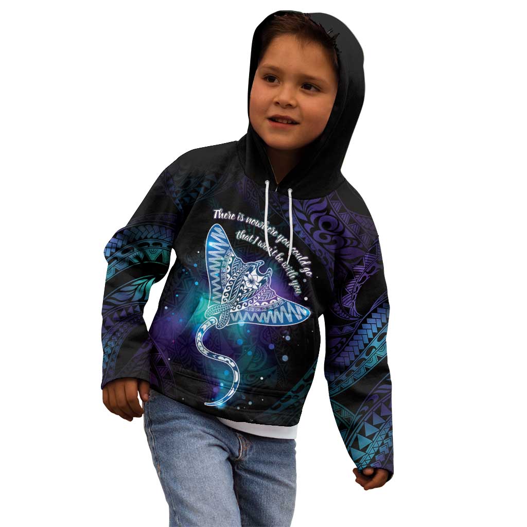 Polynesian Tala Manta Ray Kid Hoodie Nowhere You Could Go That I Won't Be With You - Wonder Print Shop