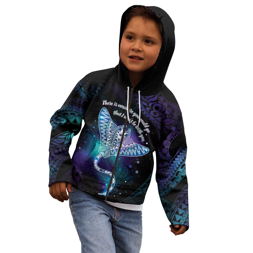 Polynesian Tala Manta Ray Kid Hoodie Nowhere You Could Go That I Won't Be With You - Wonder Print Shop