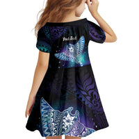 Polynesian Tala Manta Ray Kid Short Sleeve Dress Nowhere You Could Go That I Won't Be With You - Wonder Print Shop