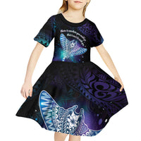 Polynesian Tala Manta Ray Kid Short Sleeve Dress Nowhere You Could Go That I Won't Be With You - Wonder Print Shop