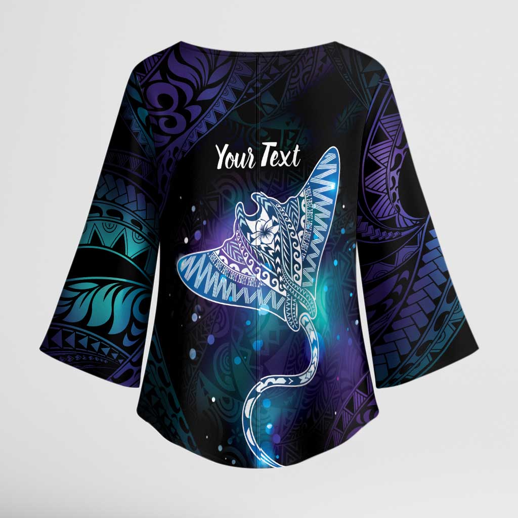 Polynesian Tala Manta Ray Kimono Sleeve Blouse Nowhere You Could Go That I Won't Be With You - Wonder Print Shop