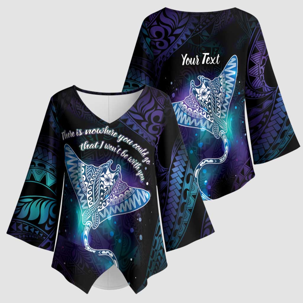 Polynesian Tala Manta Ray Kimono Sleeve Blouse Nowhere You Could Go That I Won't Be With You - Wonder Print Shop