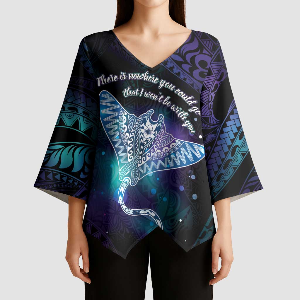 Polynesian Tala Manta Ray Kimono Sleeve Blouse Nowhere You Could Go That I Won't Be With You - Wonder Print Shop