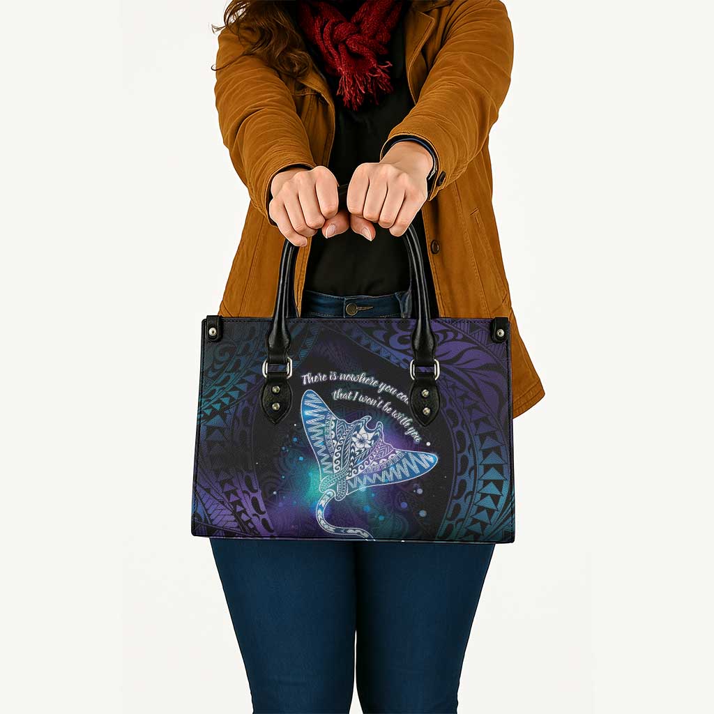 Polynesian Tala Manta Ray Leather Bag Nowhere You Could Go That I Won't Be With You - Wonder Print Shop