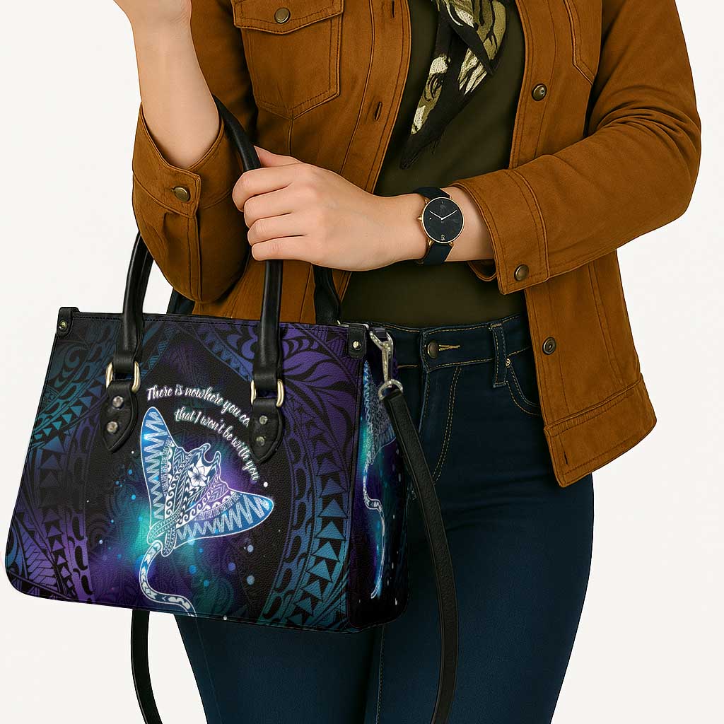 Polynesian Tala Manta Ray Leather Bag Nowhere You Could Go That I Won't Be With You - Wonder Print Shop