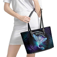 Polynesian Tala Manta Ray Leather Tote Bag Nowhere You Could Go That I Won't Be With You - Wonder Print Shop