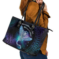Polynesian Tala Manta Ray Leather Tote Bag Nowhere You Could Go That I Won't Be With You - Wonder Print Shop