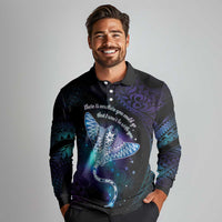 Polynesian Tala Manta Ray Long Sleeve Polo Shirt Nowhere You Could Go That I Won't Be With You - Wonder Print Shop