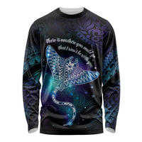 Polynesian Tala Manta Ray Long Sleeve Shirt Nowhere You Could Go That I Won't Be With You - Wonder Print Shop