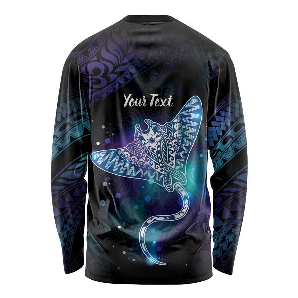 Polynesian Tala Manta Ray Long Sleeve Shirt Nowhere You Could Go That I Won't Be With You - Wonder Print Shop