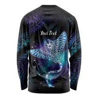 Polynesian Tala Manta Ray Long Sleeve Shirt Nowhere You Could Go That I Won't Be With You - Wonder Print Shop