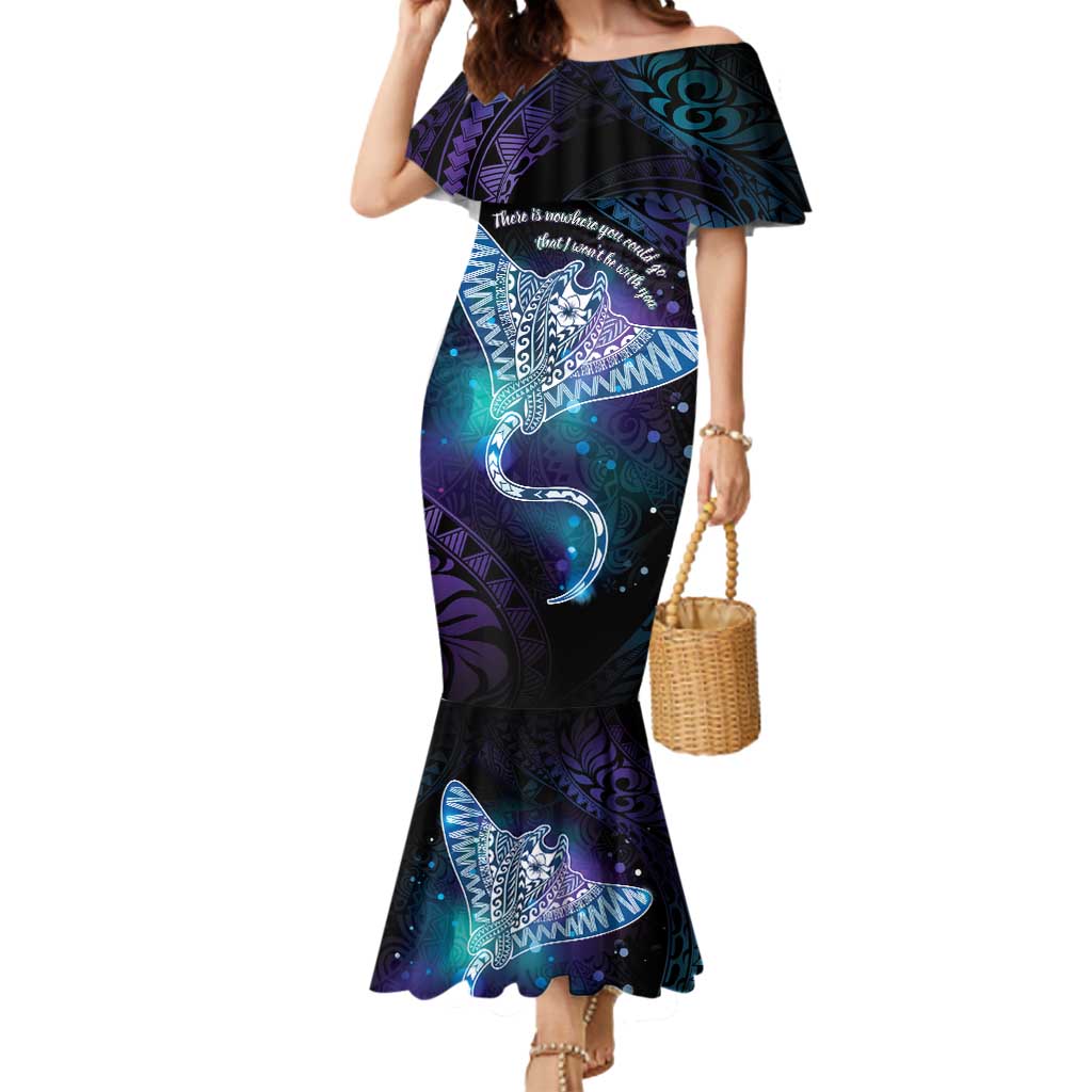 Polynesian Tala Manta Ray Mermaid Dress Nowhere You Could Go That I Won't Be With You - Wonder Print Shop