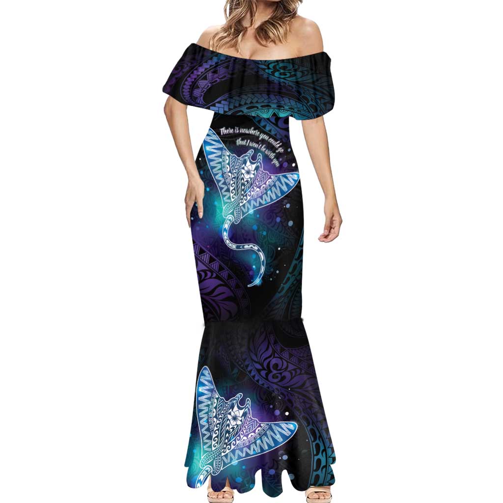 Polynesian Tala Manta Ray Mermaid Dress Nowhere You Could Go That I Won't Be With You - Wonder Print Shop