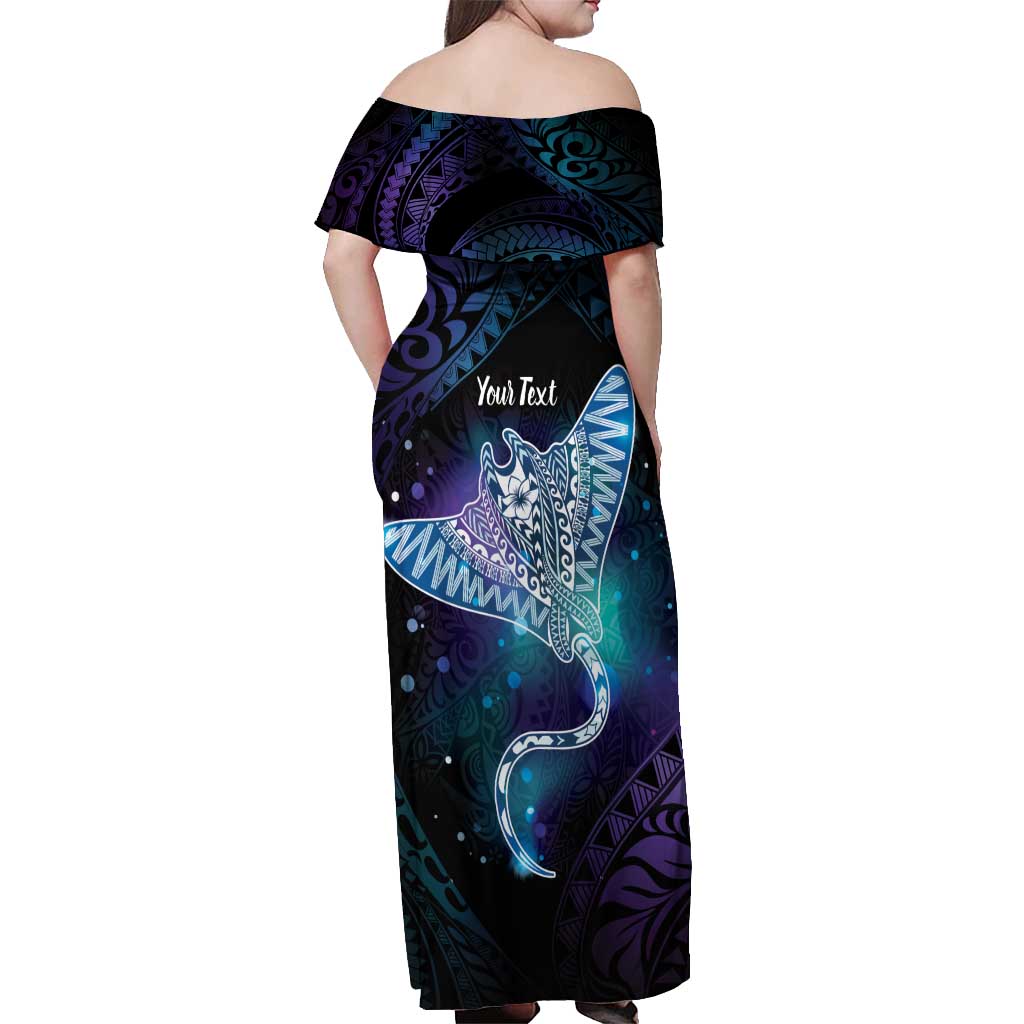 Polynesian Tala Manta Ray Off Shoulder Maxi Dress Nowhere You Could Go That I Won't Be With You - Wonder Print Shop