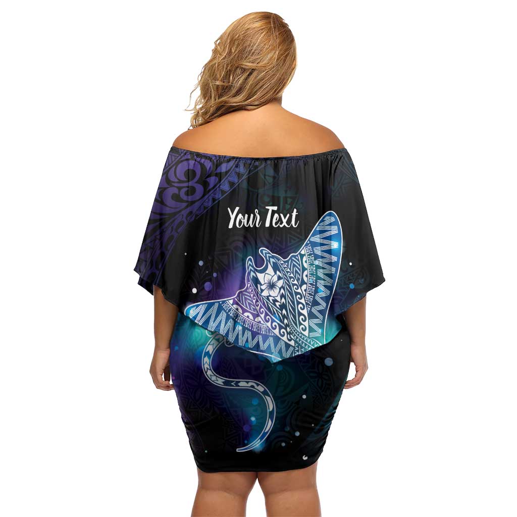 Polynesian Tala Manta Ray Off Shoulder Short Dress Nowhere You Could Go That I Won't Be With You - Wonder Print Shop