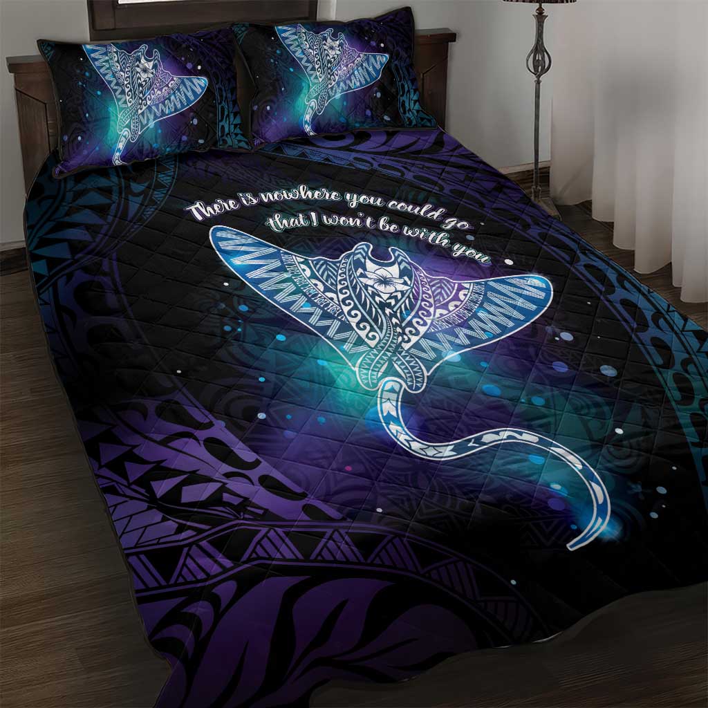 Polynesian Tala Manta Ray Quilt Bed Set Nowhere You Could Go That I Won't Be With You - Wonder Print Shop