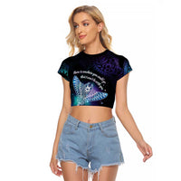 Polynesian Tala Manta Ray Raglan Cropped T Shirt Nowhere You Could Go That I Won't Be With You - Wonder Print Shop