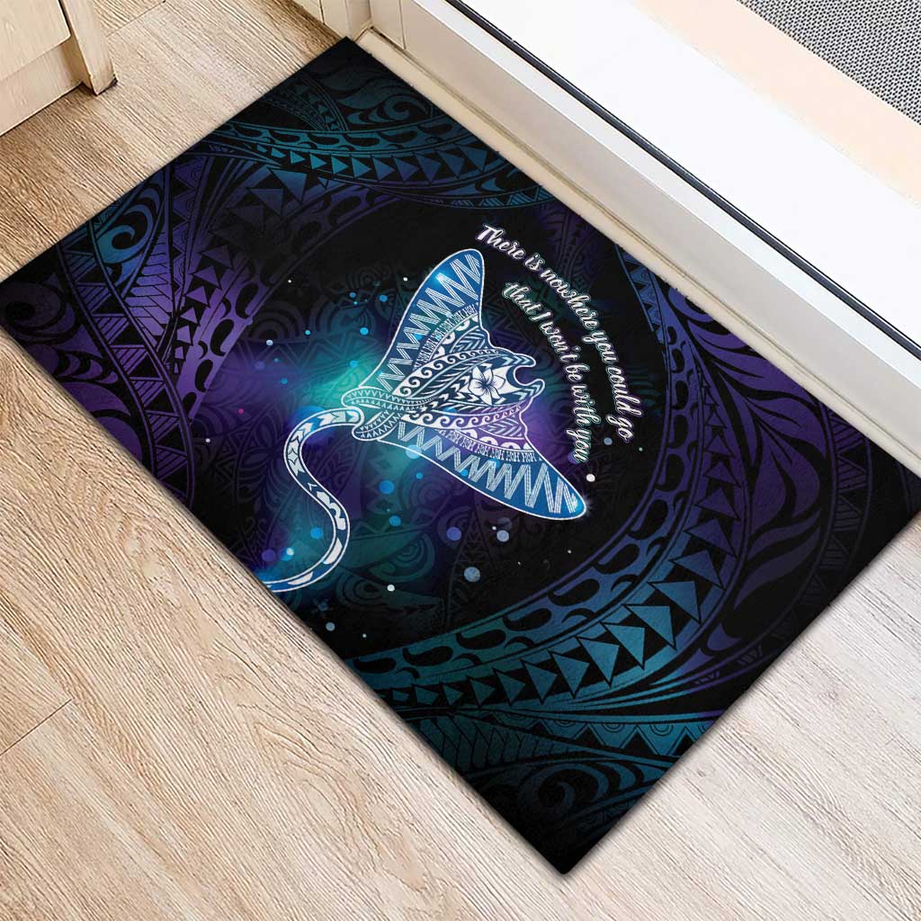 Polynesian Tala Manta Ray Rubber Doormat Nowhere You Could Go That I Won't Be With You - Wonder Print Shop