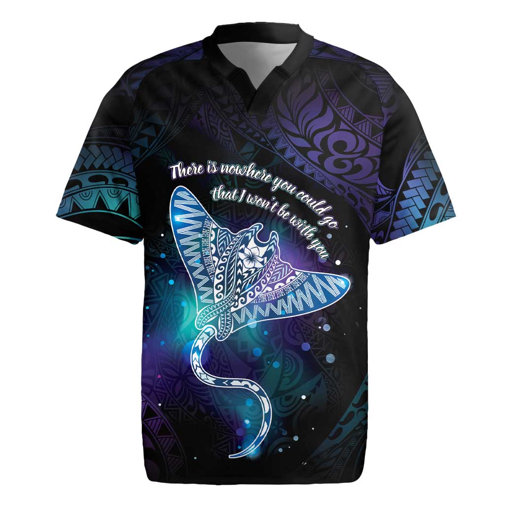 Polynesian Tala Manta Ray Rugby Jersey Nowhere You Could Go That I Won't Be With You - Wonder Print Shop