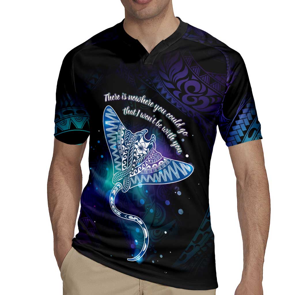 Polynesian Tala Manta Ray Rugby Jersey Nowhere You Could Go That I Won't Be With You - Wonder Print Shop
