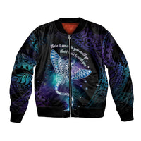 Polynesian Tala Manta Ray Sleeve Zip Bomber Jacket Nowhere You Could Go That I Won't Be With You - Wonder Print Shop