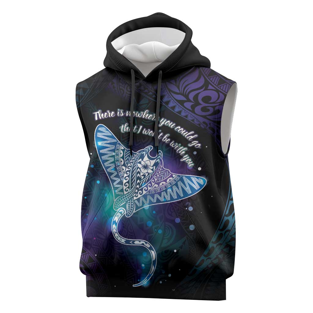Polynesian Tala Manta Ray Sleeveless Hoodie Nowhere You Could Go That I Won't Be With You - Wonder Print Shop