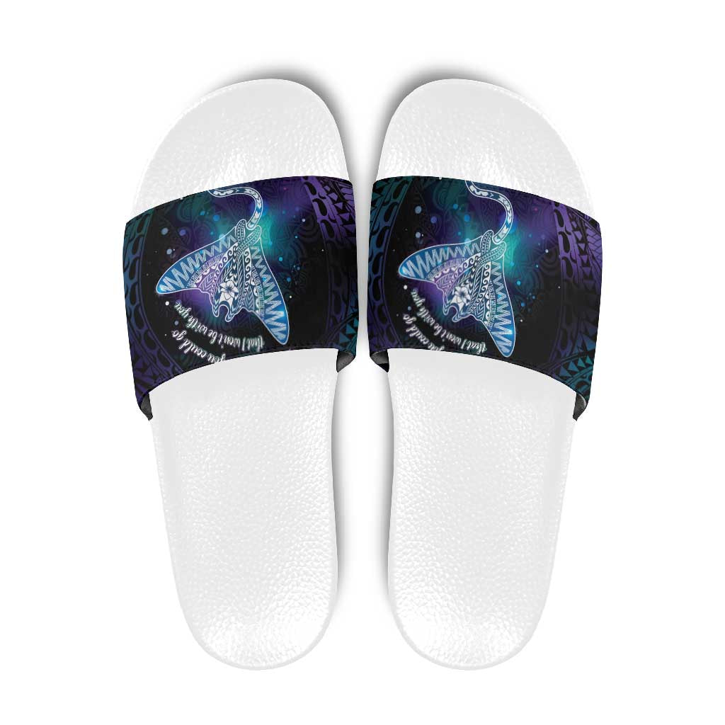 Polynesian Tala Manta Ray Slide Sandals Nowhere You Could Go That I Won't Be With You - Wonder Print Shop