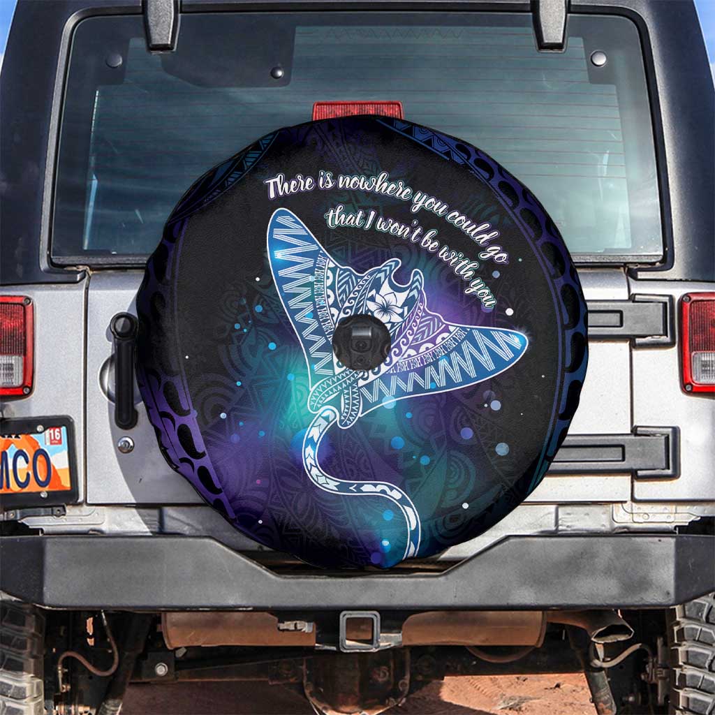 Polynesian Tala Manta Ray Spare Tire Cover Nowhere You Could Go That I Won't Be With You - Wonder Print Shop