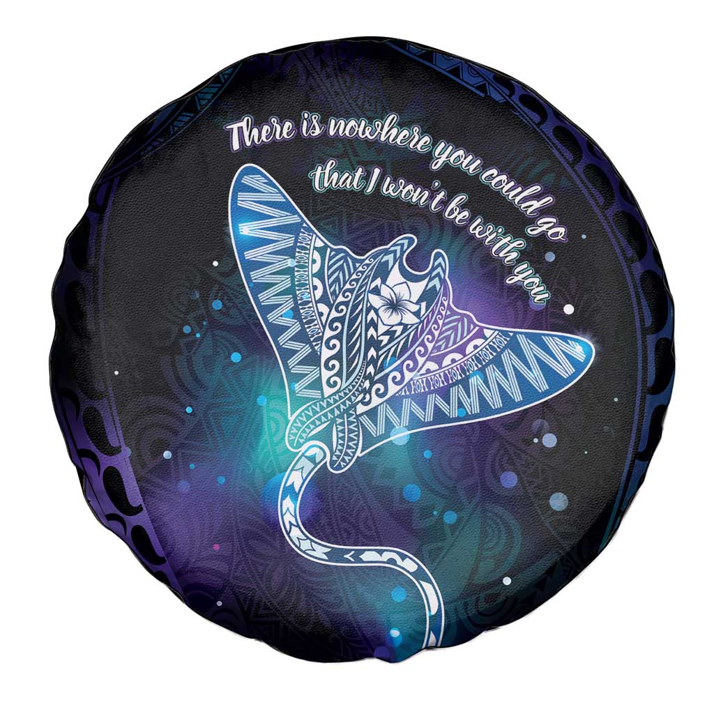 Polynesian Tala Manta Ray Spare Tire Cover Nowhere You Could Go That I Won't Be With You - Wonder Print Shop