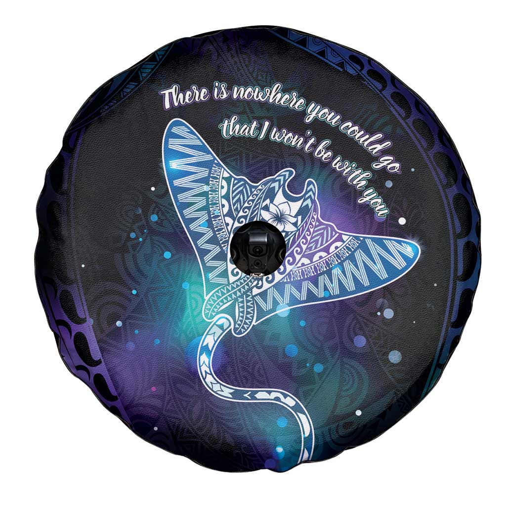Polynesian Tala Manta Ray Spare Tire Cover Nowhere You Could Go That I Won't Be With You - Wonder Print Shop