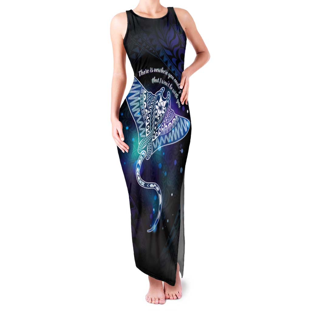 Polynesian Tala Manta Ray Tank Maxi Dress Nowhere You Could Go That I Won't Be With You - Wonder Print Shop