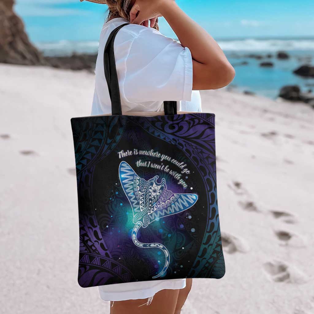 Polynesian Tala Manta Ray Tote Bag Nowhere You Could Go That I Won't Be With You - Wonder Print Shop