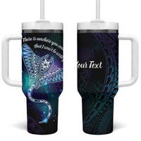 Polynesian Tala Manta Ray Tumbler With Handle Nowhere You Could Go That I Won't Be With You - Wonder Print Shop