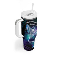 Polynesian Tala Manta Ray Tumbler With Handle Nowhere You Could Go That I Won't Be With You - Wonder Print Shop