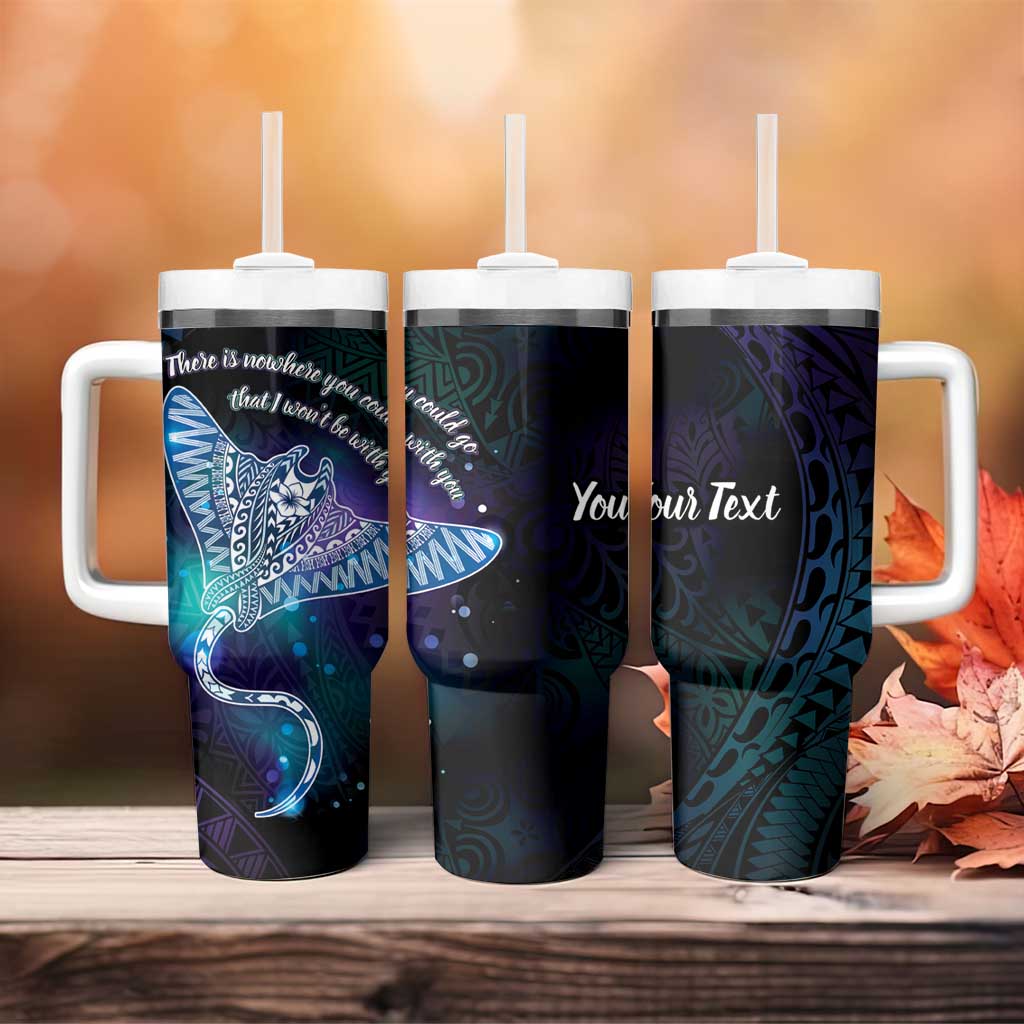 Polynesian Tala Manta Ray Tumbler With Handle Nowhere You Could Go That I Won't Be With You - Wonder Print Shop