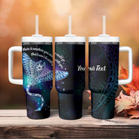 Polynesian Tala Manta Ray Tumbler With Handle Nowhere You Could Go That I Won't Be With You - Wonder Print Shop
