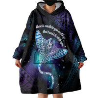 Polynesian Tala Manta Ray Wearable Blanket Hoodie Nowhere You Could Go That I Won't Be With You - Wonder Print Shop