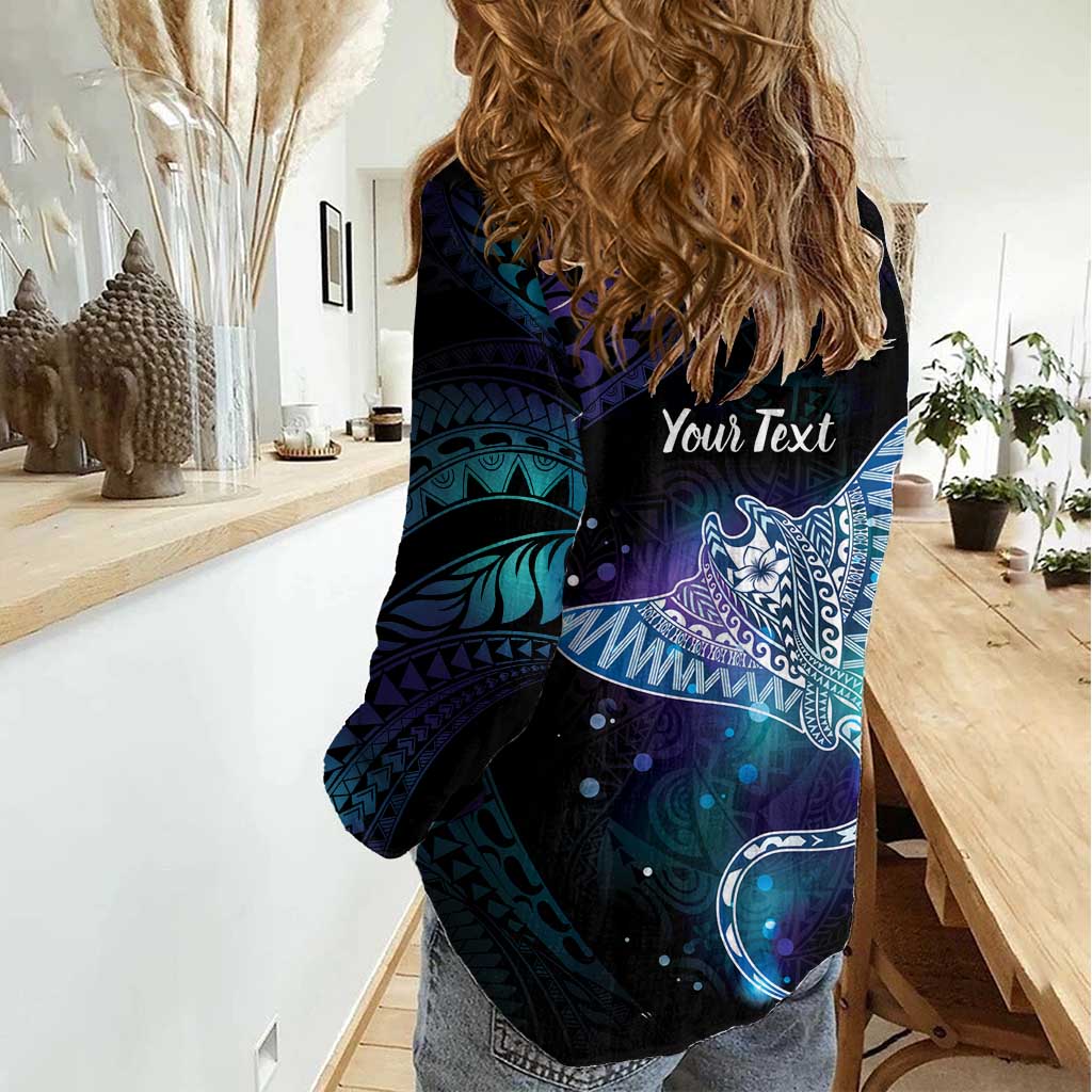 Polynesian Tala Manta Ray Women Casual Shirt Nowhere You Could Go That I Won't Be With You - Wonder Print Shop