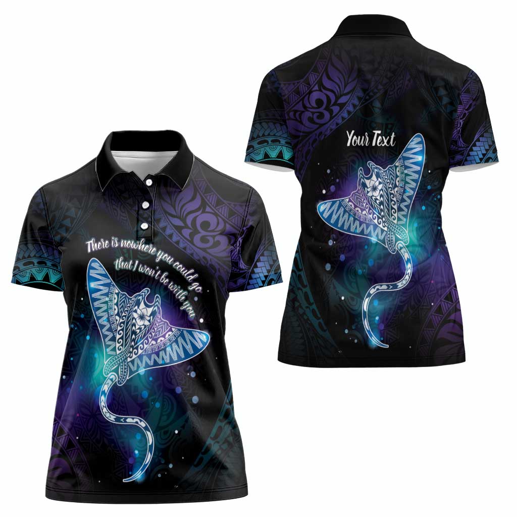 Polynesian Tala Manta Ray Women Polo Shirt Nowhere You Could Go That I Won't Be With You - Wonder Print Shop