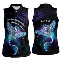 Polynesian Tala Manta Ray Women Sleeveless Polo Shirt Nowhere You Could Go That I Won't Be With You - Wonder Print Shop