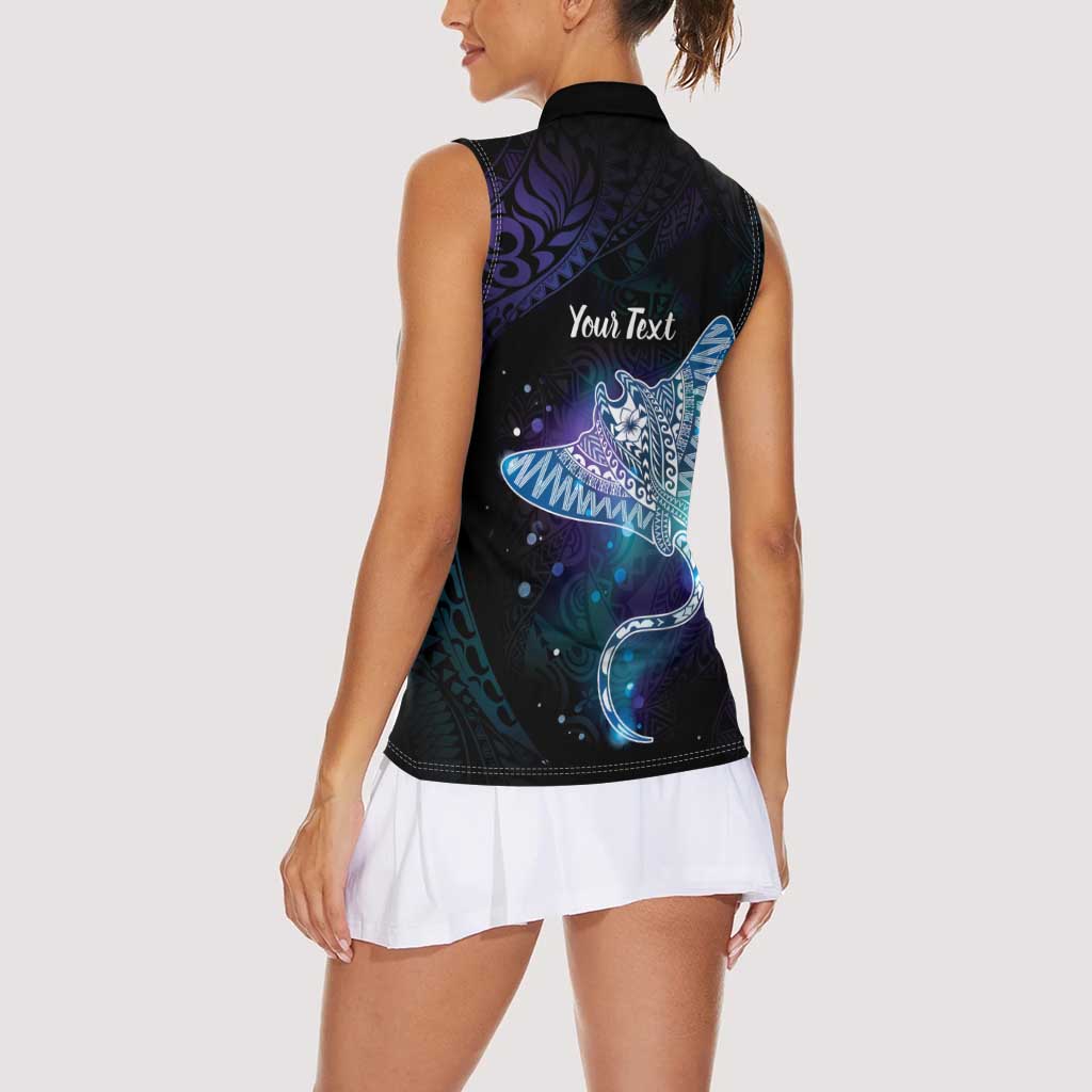 Polynesian Tala Manta Ray Women Sleeveless Polo Shirt Nowhere You Could Go That I Won't Be With You - Wonder Print Shop