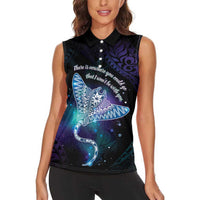 Polynesian Tala Manta Ray Women Sleeveless Polo Shirt Nowhere You Could Go That I Won't Be With You - Wonder Print Shop