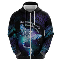 Polynesian Tala Manta Ray Zip Hoodie Nowhere You Could Go That I Won't Be With You - Wonder Print Shop