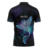 Polynesian Tala Manta Ray Zipper Polo Shirt Nowhere You Could Go That I Won't Be With You - Wonder Print Shop