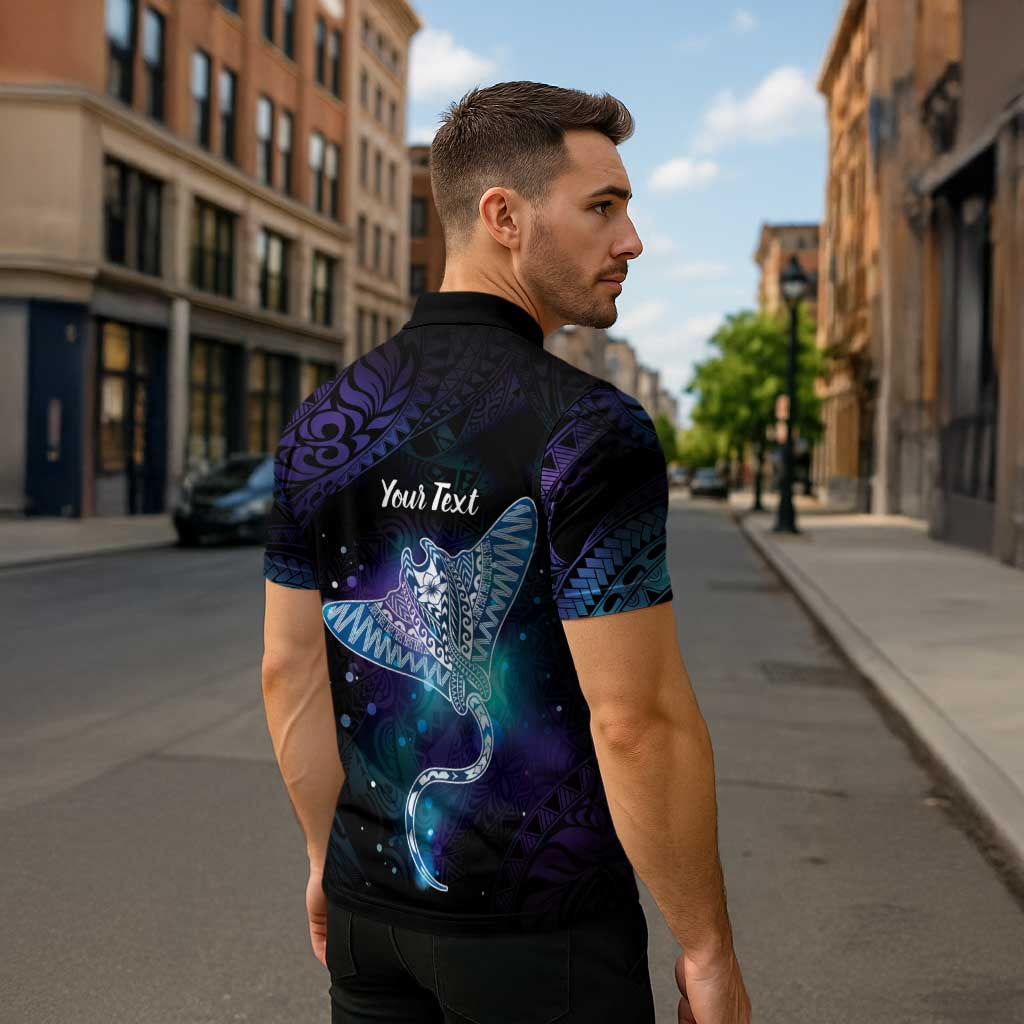 Polynesian Tala Manta Ray Zipper Polo Shirt Nowhere You Could Go That I Won't Be With You - Wonder Print Shop