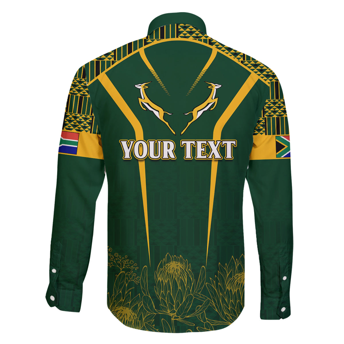 Personalised South African Heritage Day Family Matching Off Shoulder Maxi Dress and Hawaiian Shirt Kente Ethnic Patterns Mix Springboks LT7 - Wonder Print Shop