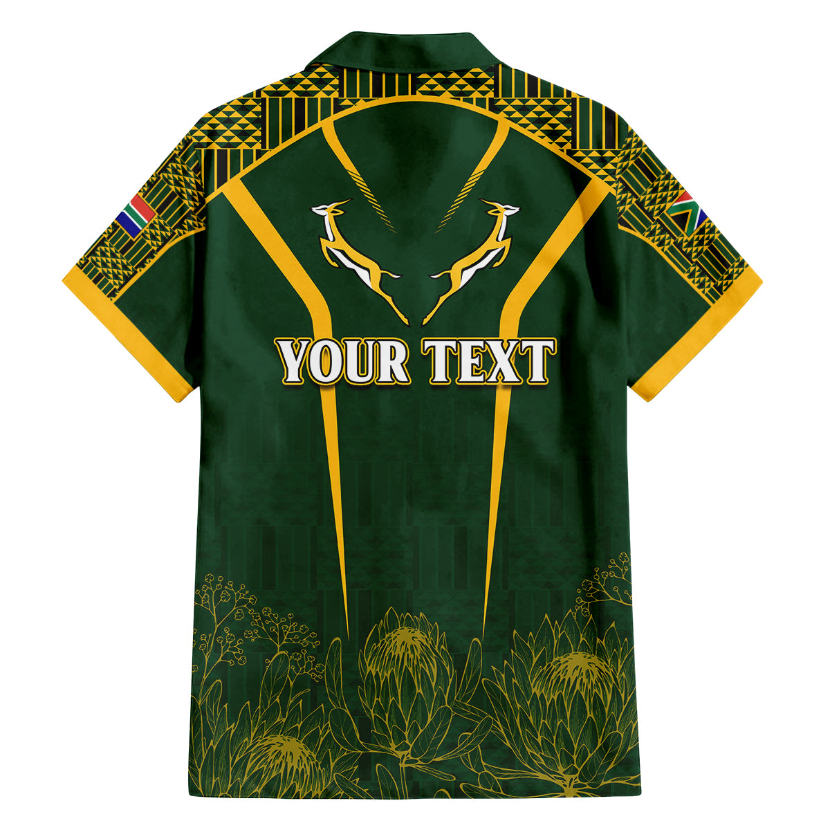 Personalised South African Heritage Day Family Matching Off Shoulder Maxi Dress and Hawaiian Shirt Kente Ethnic Patterns Mix Springboks LT7 - Wonder Print Shop