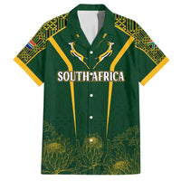 Personalised South African Heritage Day Family Matching Short Sleeve Bodycon Dress and Hawaiian Shirt Kente Ethnic Patterns Mix Springboks - Wonder Print Shop