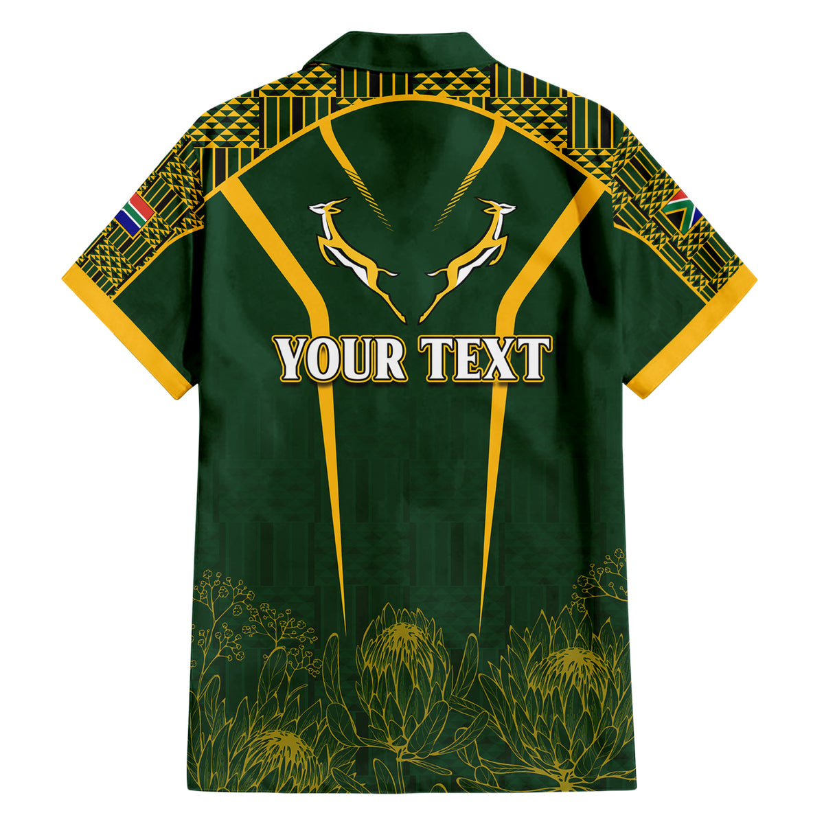 Personalised South African Heritage Day Family Matching Short Sleeve Bodycon Dress and Hawaiian Shirt Kente Ethnic Patterns Mix Springboks - Wonder Print Shop